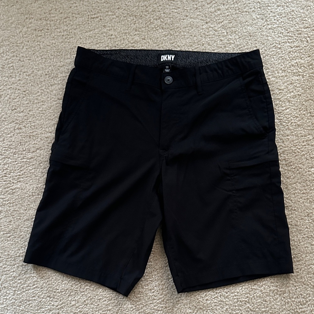 DKNY Men’s Black Cargo Shorts with Utility Pockets